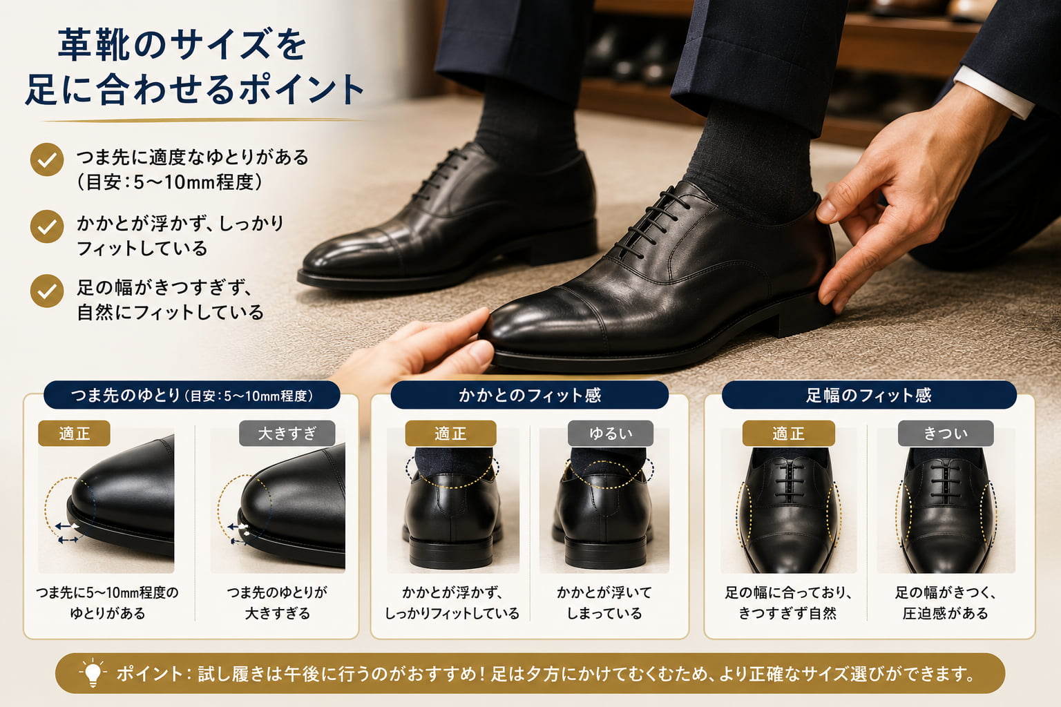 試し履きのポイント