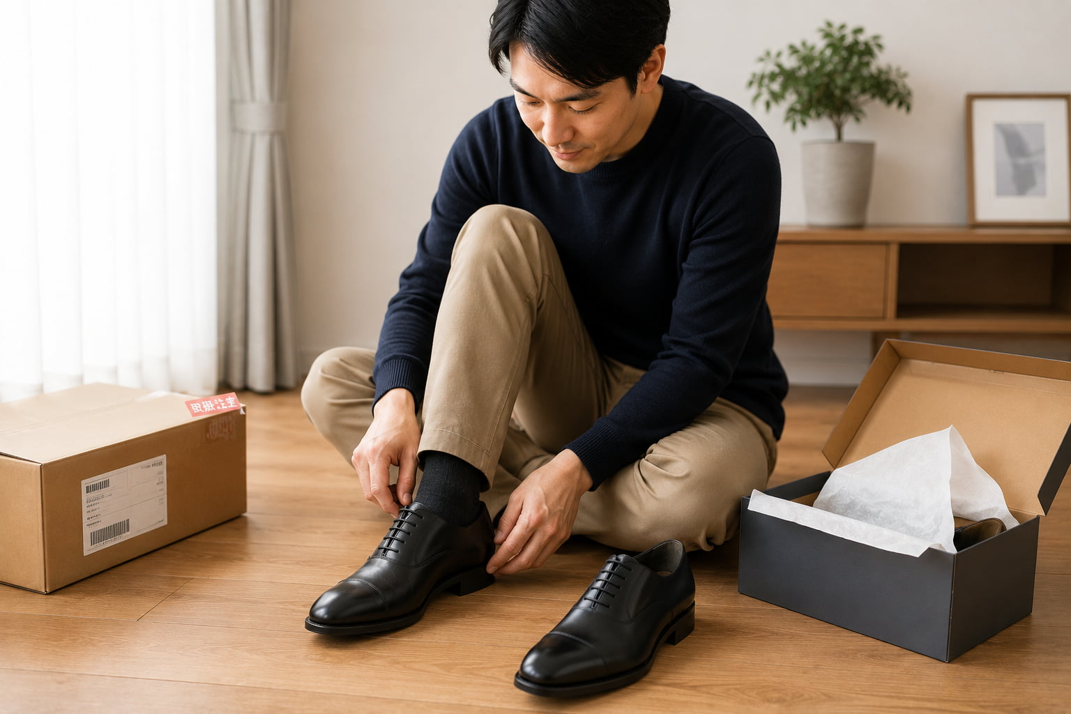 通販で革靴を購入した際の試し履き